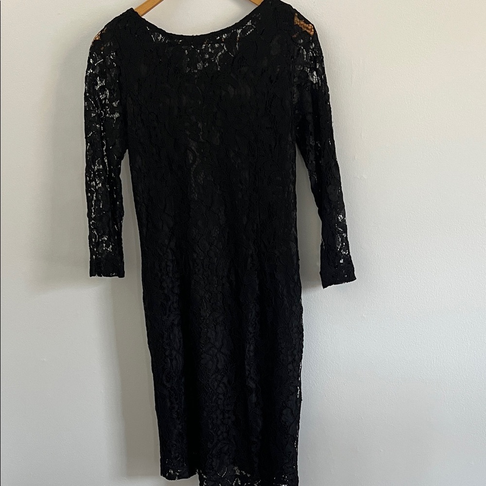 Chic Black Lace Dress - Picture 2 of 5